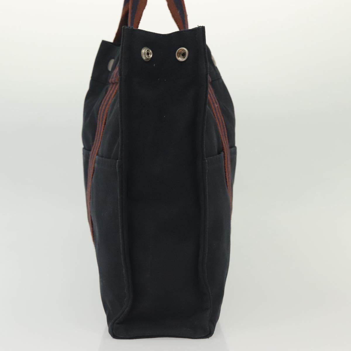 HERMES Fourre Tout MM Hand Bag Canvas Navy Auth 135189