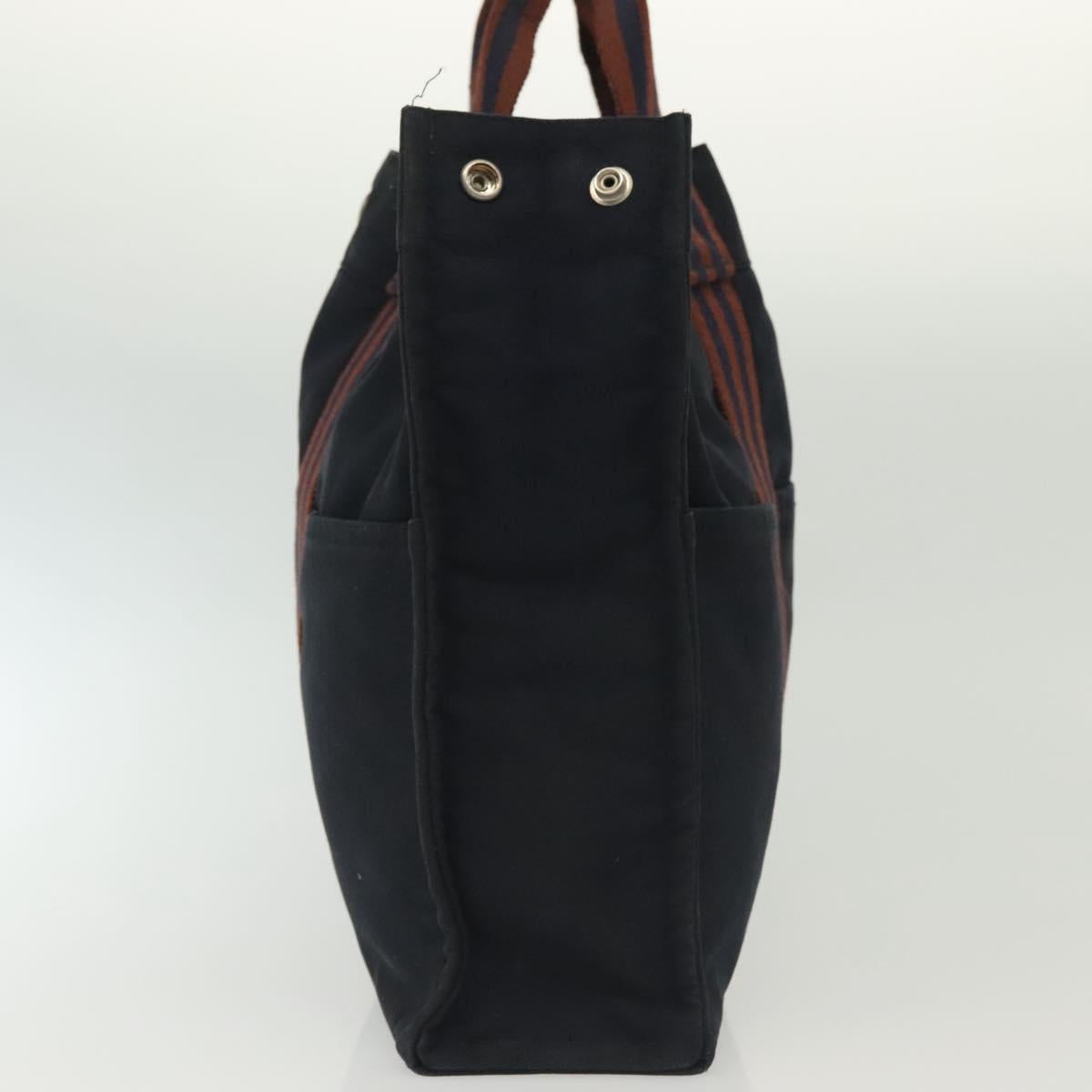HERMES Fourre Tout MM Hand Bag Canvas Navy Auth 135189