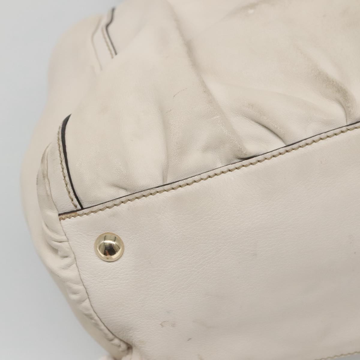 GUCCI Tote Bag Leather Ivory Gold 189835 Auth 135191