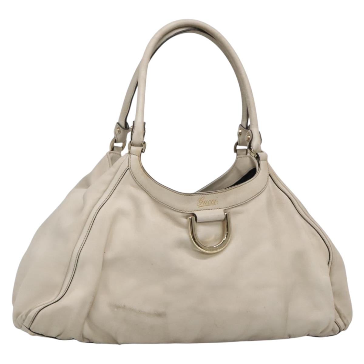 GUCCI Tote Bag Leather Ivory Gold 189835 Auth 135191