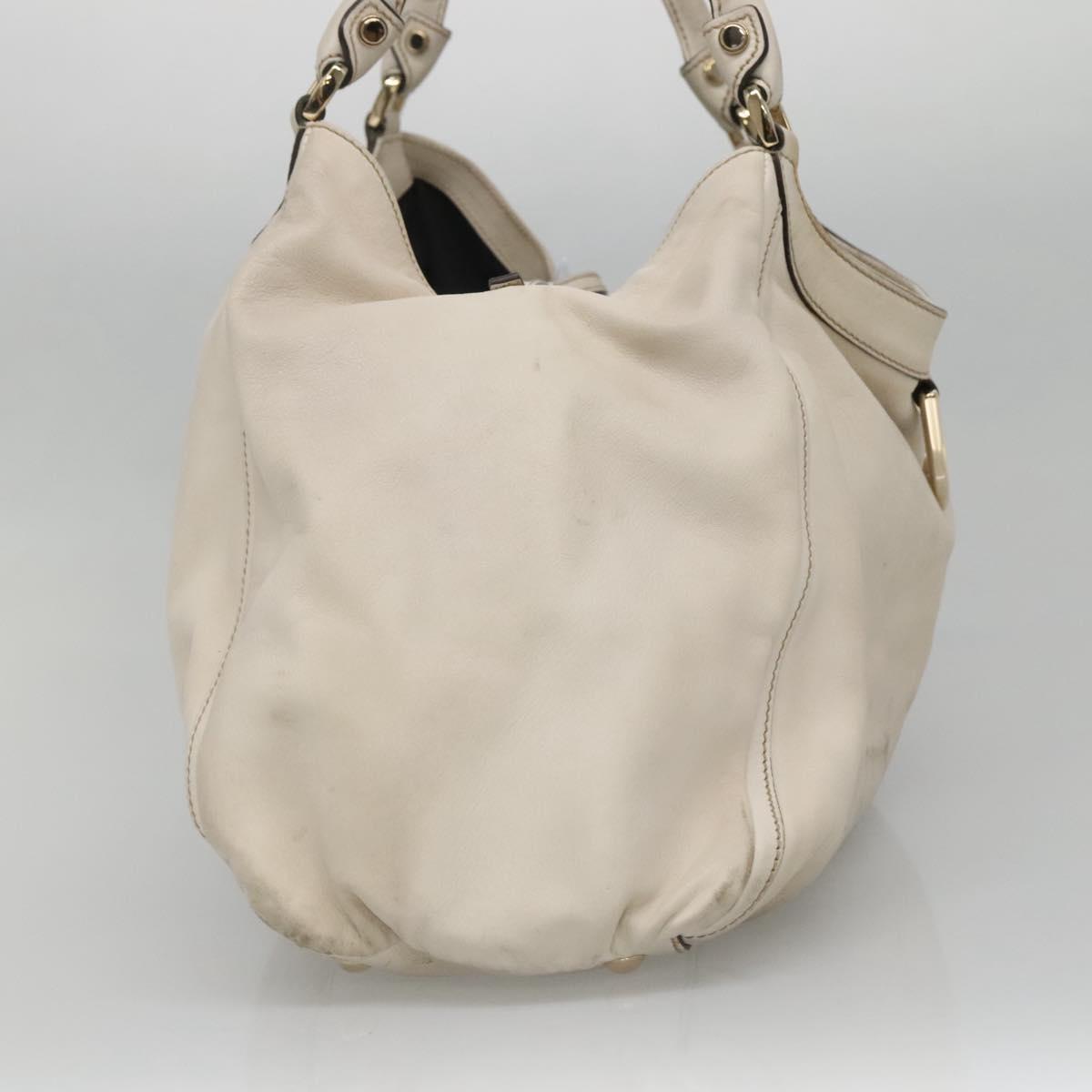 GUCCI Tote Bag Leather Ivory Gold 189835 Auth 135191
