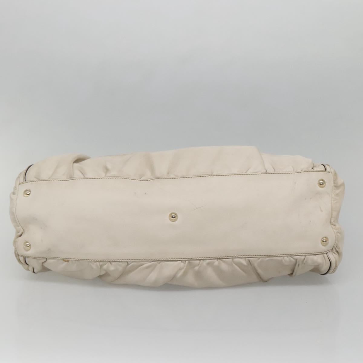 GUCCI Tote Bag Leather Ivory Gold 189835 Auth 135191