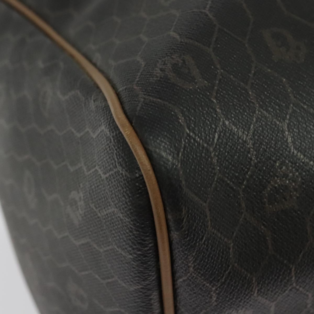 Christian Dior Honeycomb Canvas Boston Bag PVC Black Gold Auth 135192
