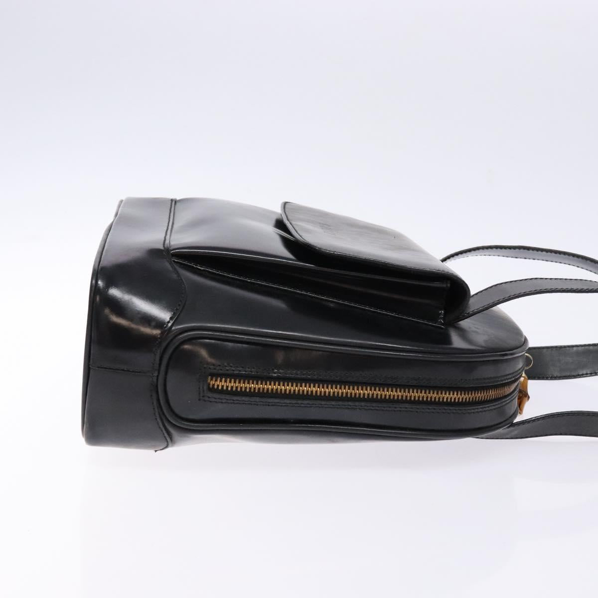 GUCCI Shoulder Bag Leather Black Gold 001 3444 1650 Auth 135195