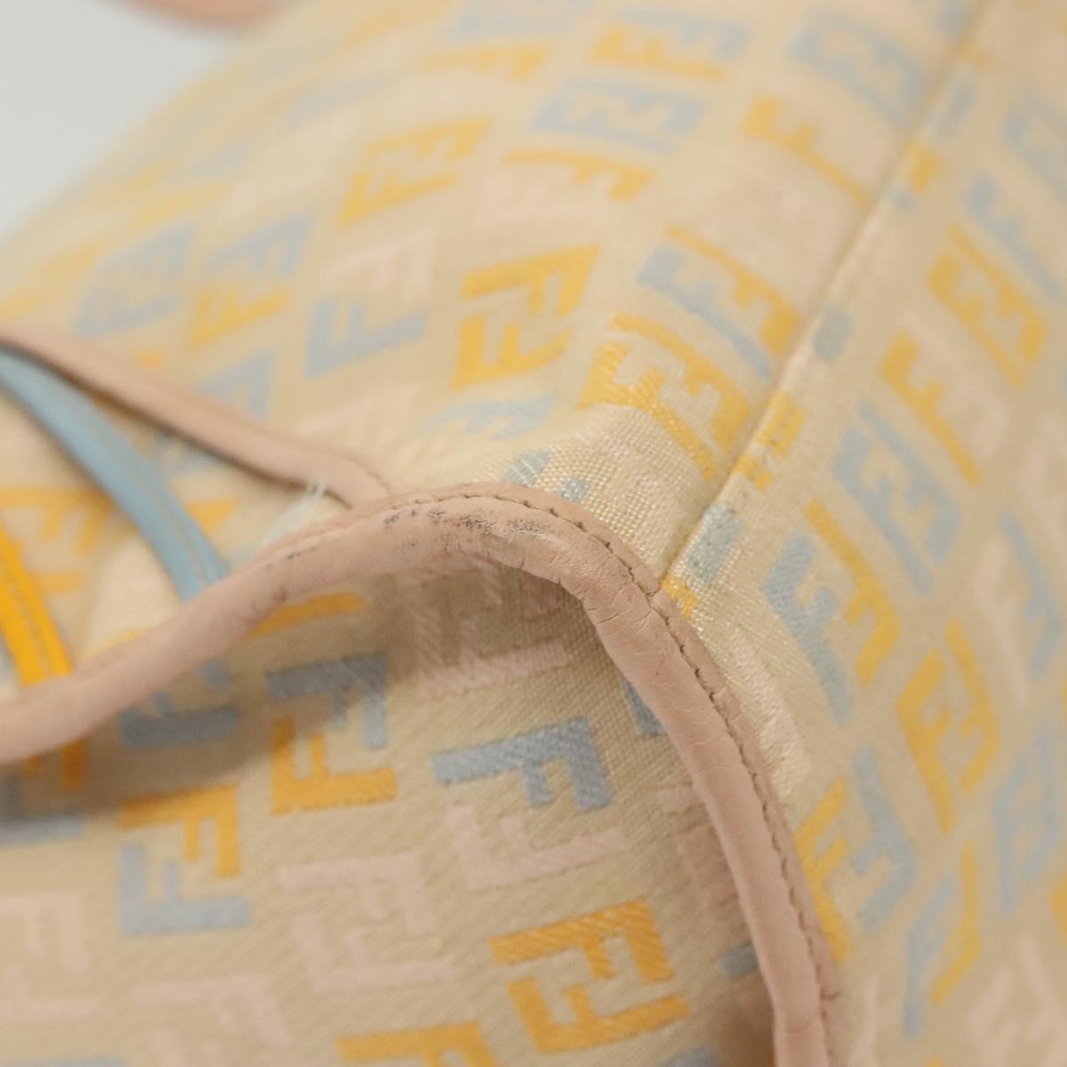 FENDI Zucchino Canvas Hand Bag Beige Gold Auth 135203