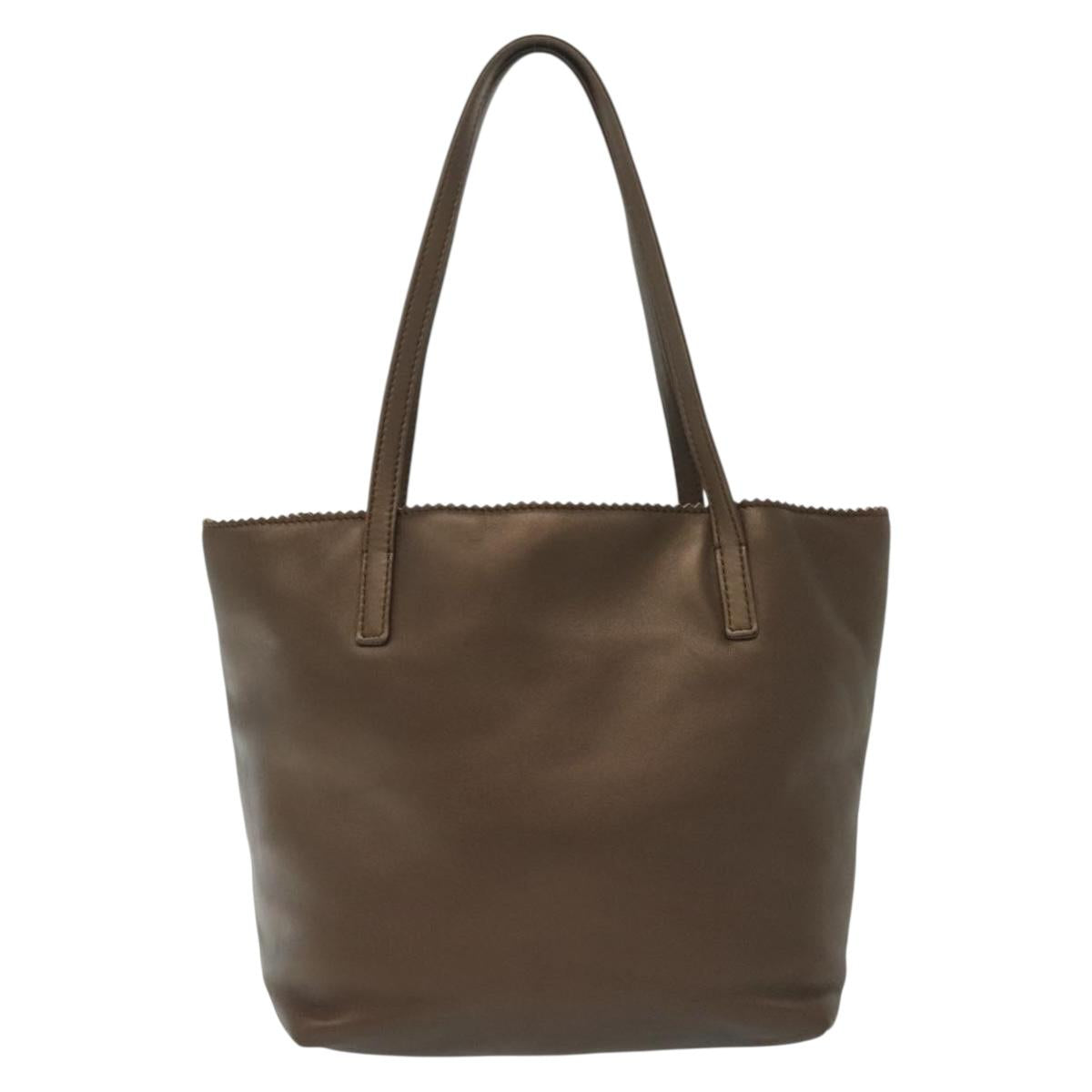 LOEWE Hand Bag Leather Brown Silver Auth 135204