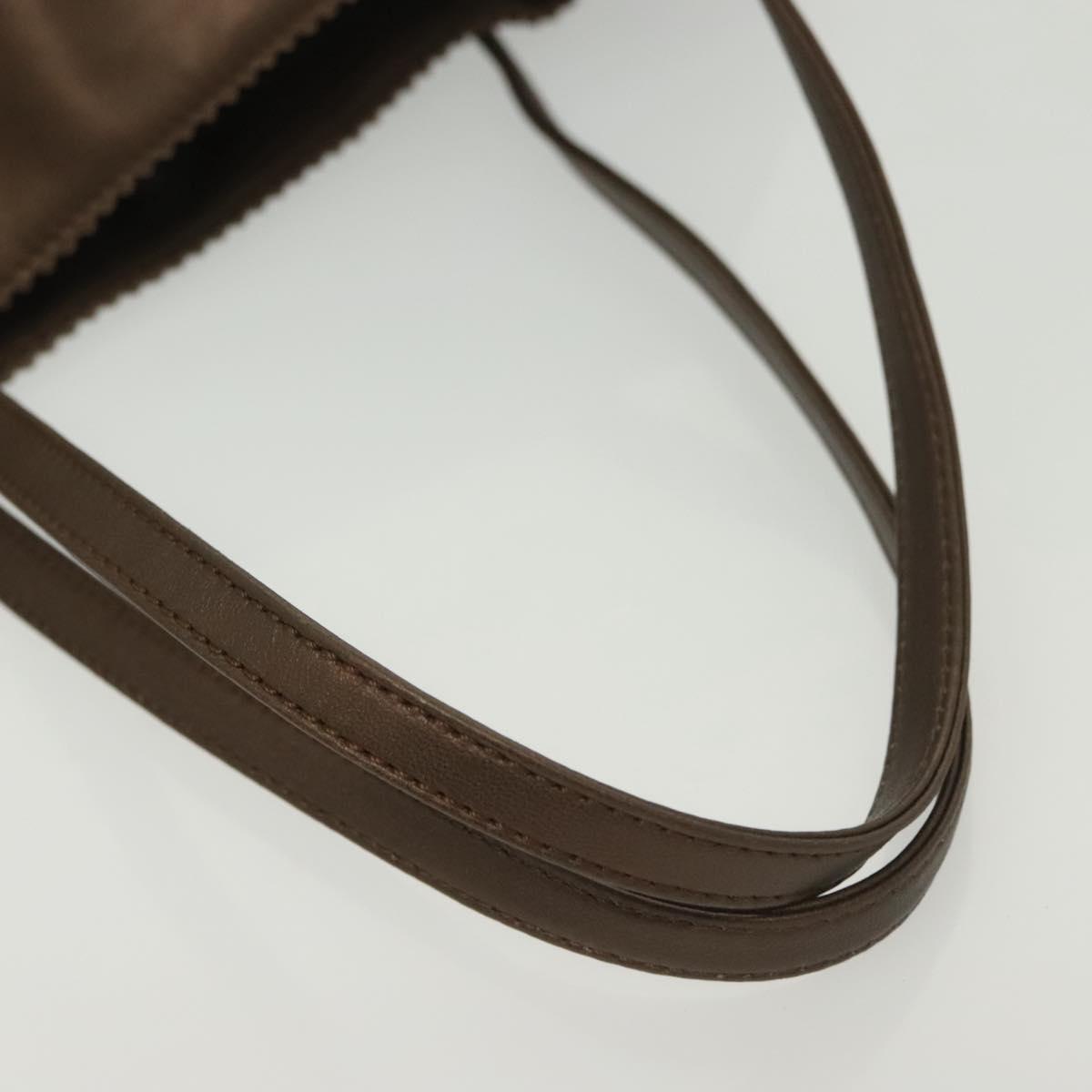 LOEWE Hand Bag Leather Brown Silver Auth 135204