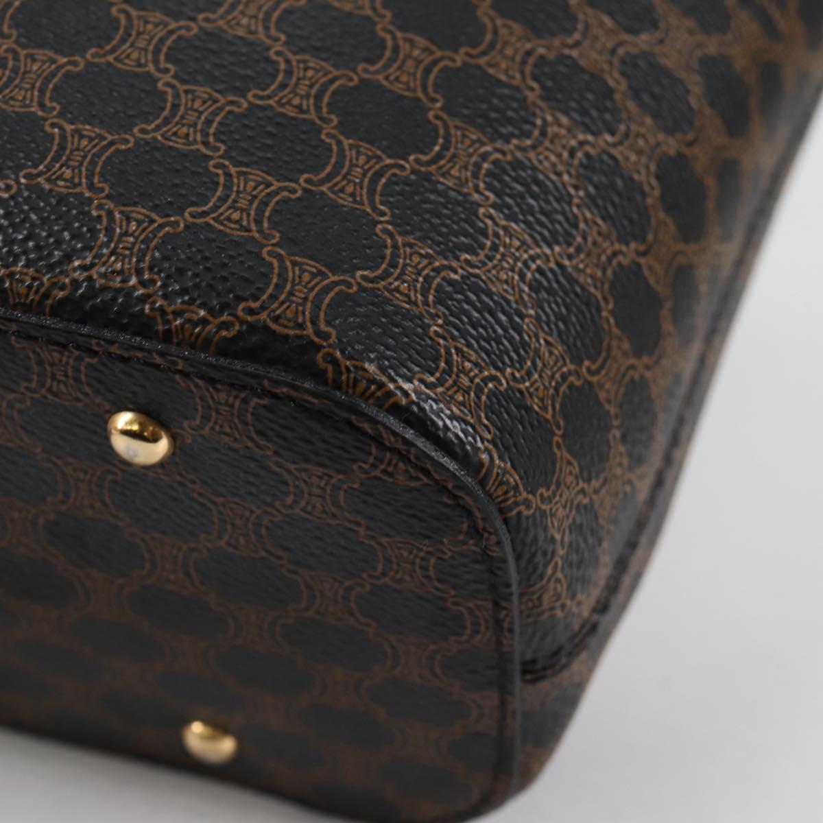 CELINE Macadam Canvas Shoulder Bag PVC Leather Black Gold Auth 135205V