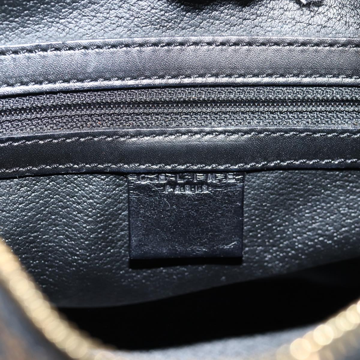 CELINE Macadam Canvas Shoulder Bag PVC Leather Black Gold Auth 135205V