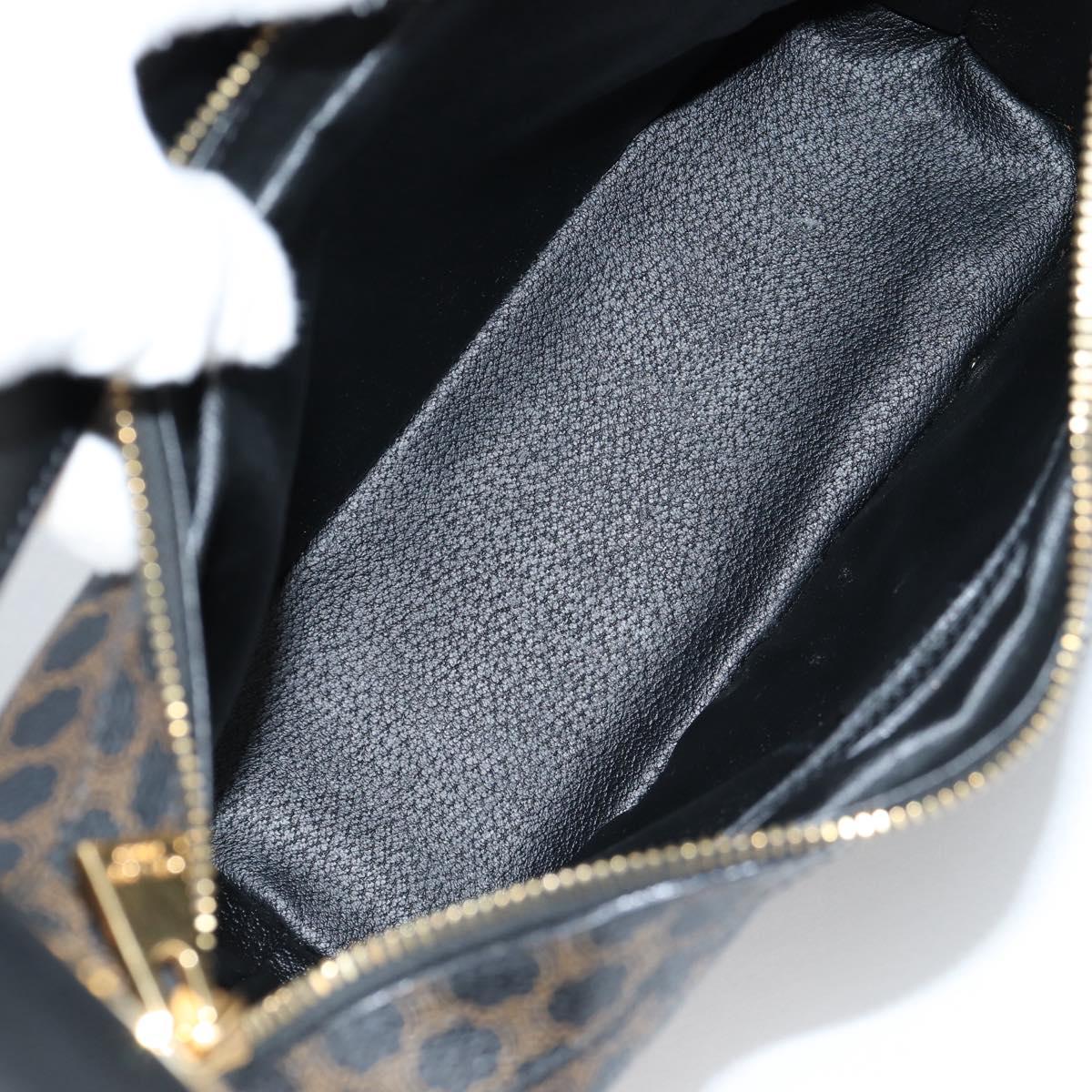 CELINE Macadam Canvas Shoulder Bag PVC Leather Black Gold Auth 135205V