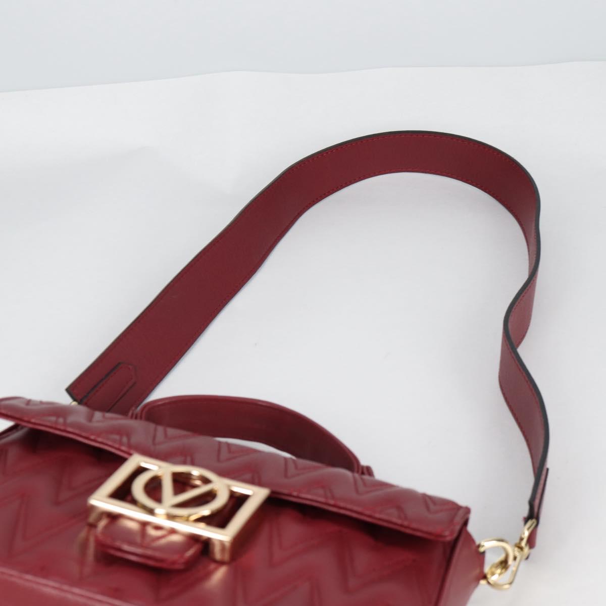 VALENTINO Hand Bag Leather 2way Red Gold Auth 135211V
