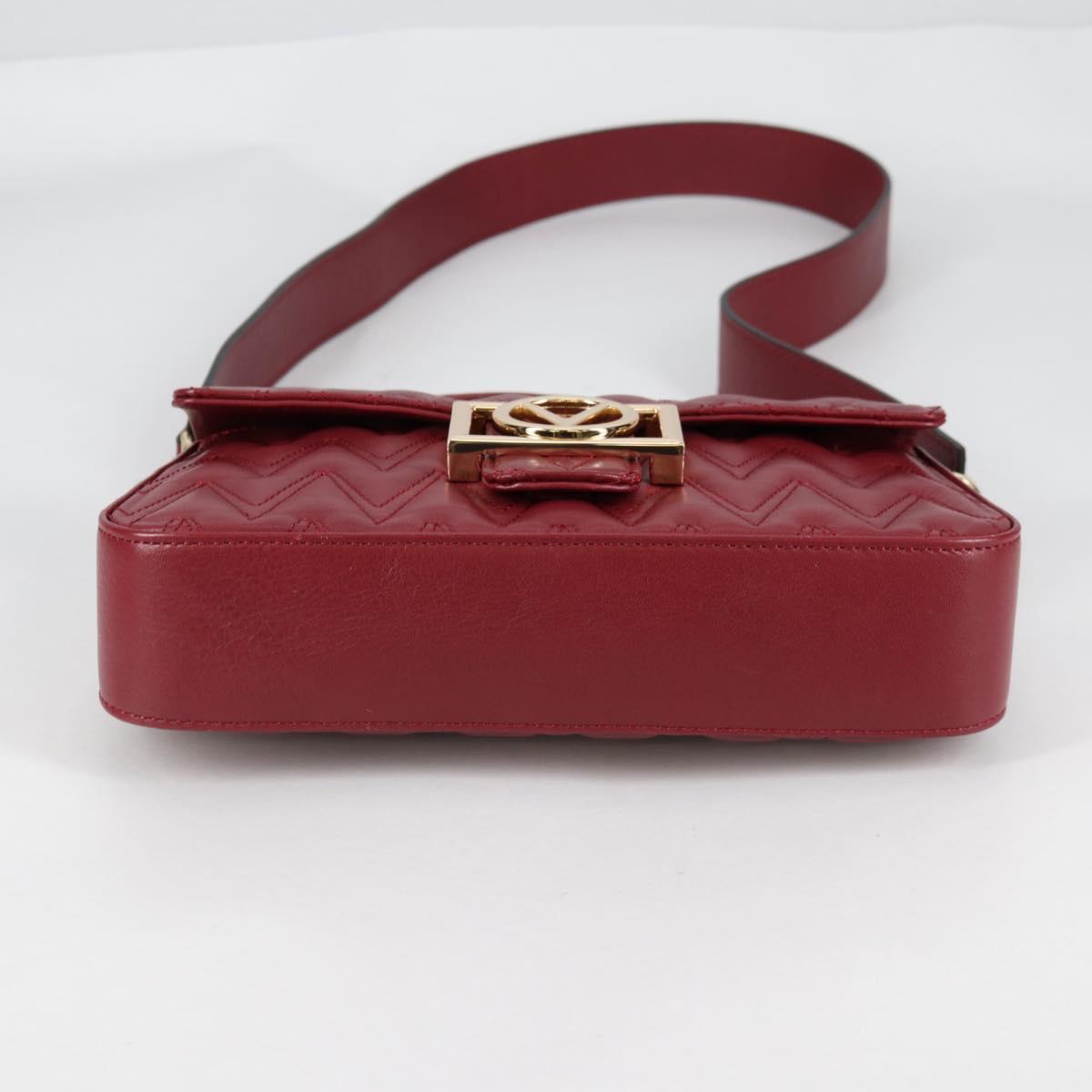 VALENTINO Hand Bag Leather 2way Red Gold Auth 135211V