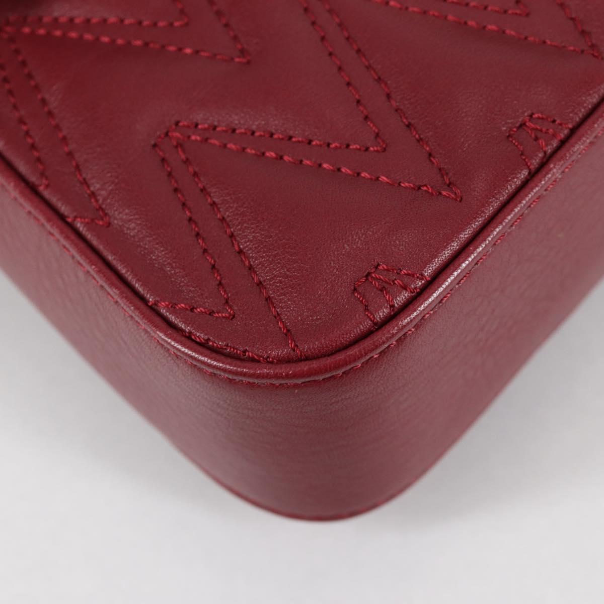 VALENTINO Hand Bag Leather 2way Red Gold Auth 135211V