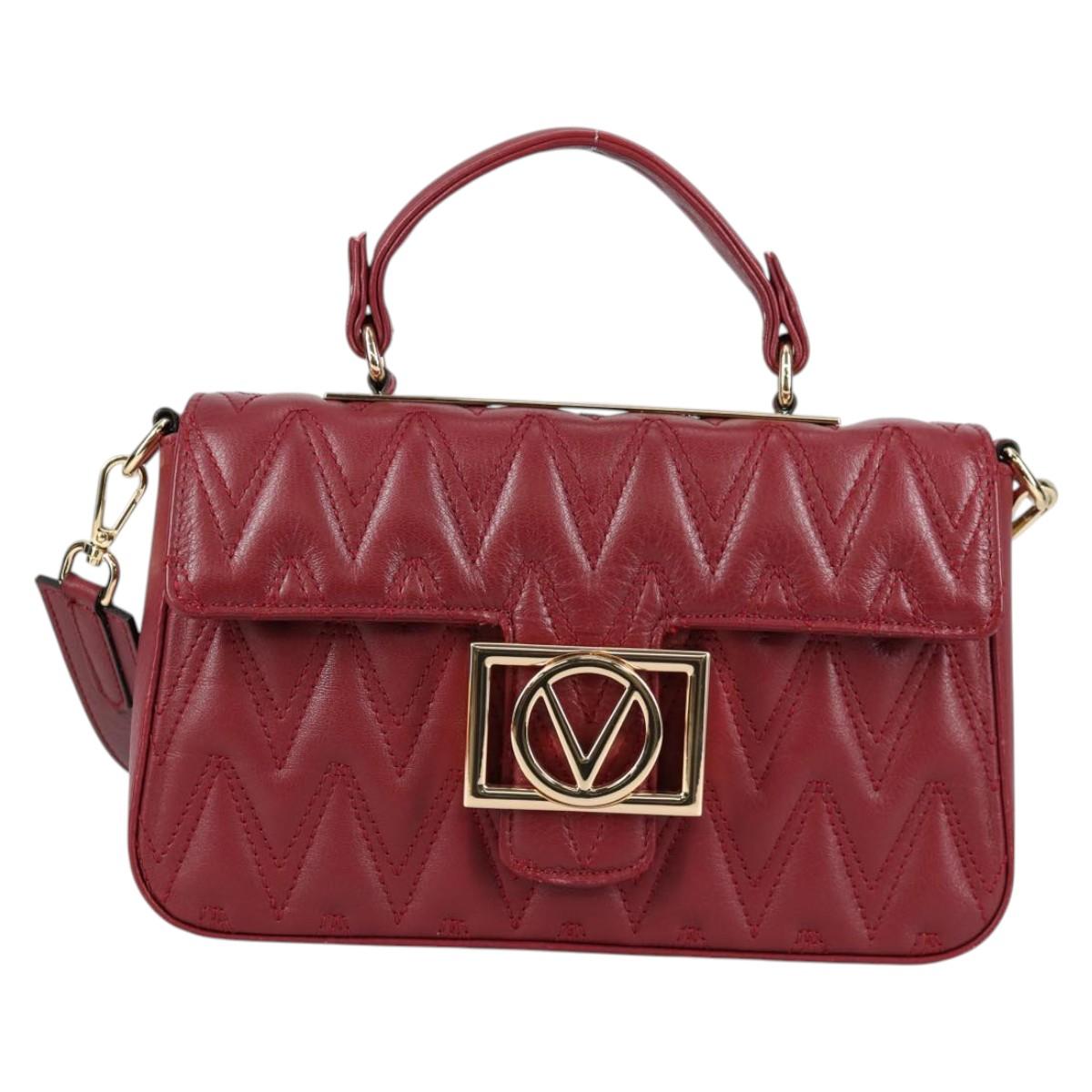VALENTINO Hand Bag Leather 2way Red Gold Auth 135211V
