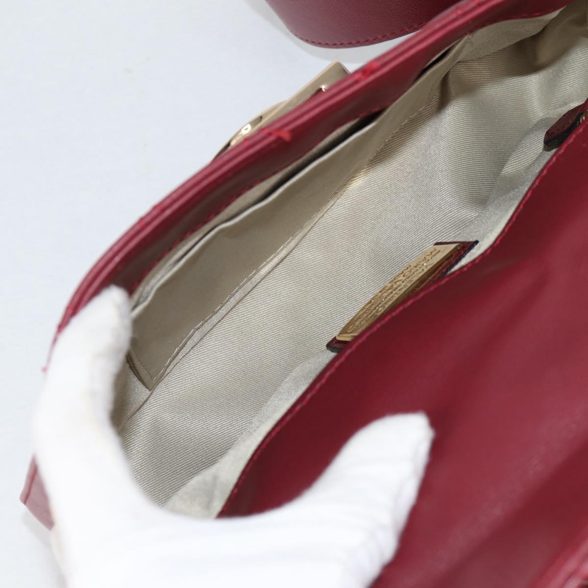 VALENTINO Hand Bag Leather 2way Red Gold Auth 135211V