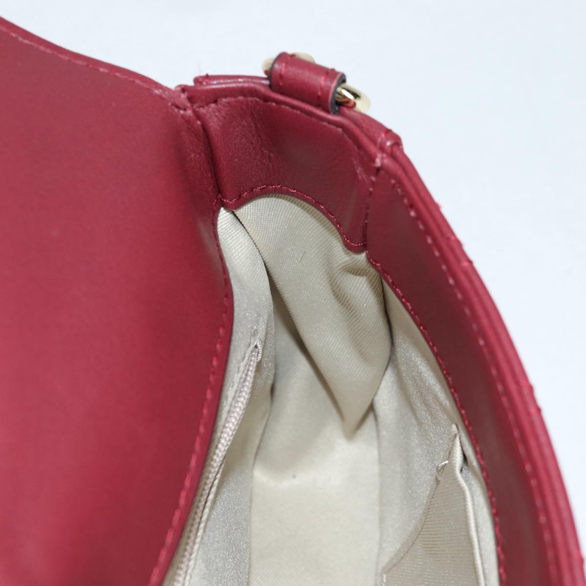 VALENTINO Hand Bag Leather 2way Red Gold Auth 135211V