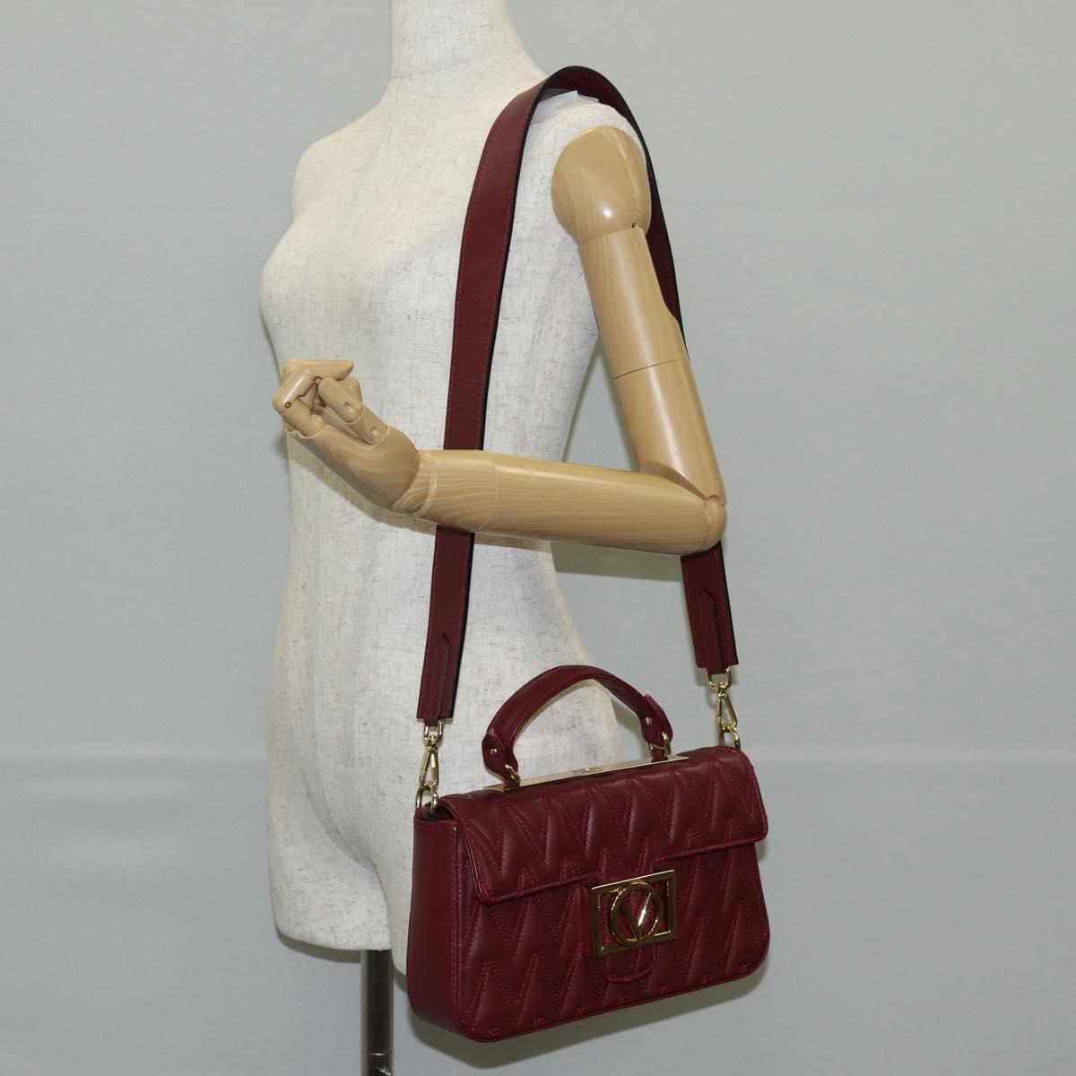 VALENTINO Hand Bag Leather 2way Red Gold Auth 135211V