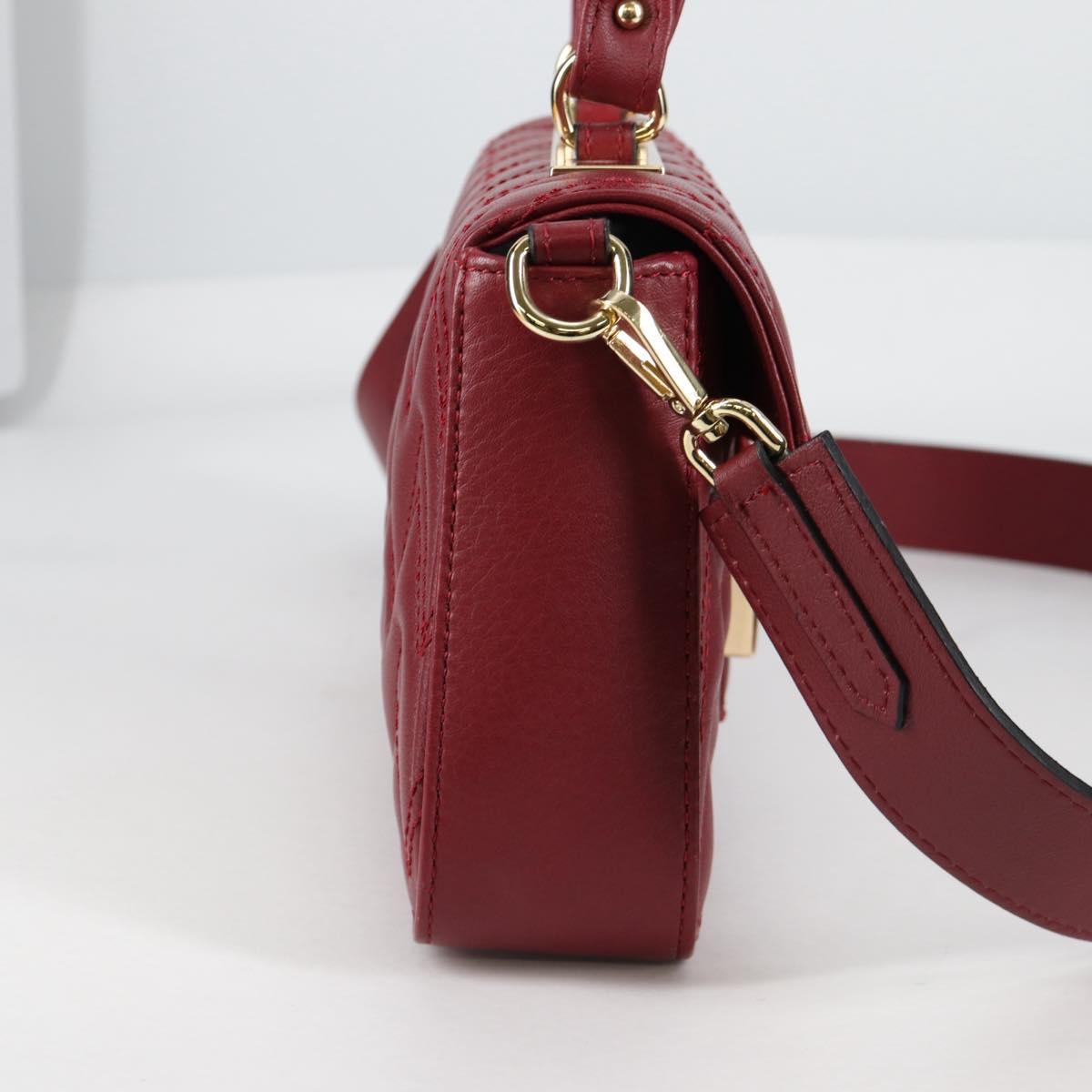 VALENTINO Hand Bag Leather 2way Red Gold Auth 135211V