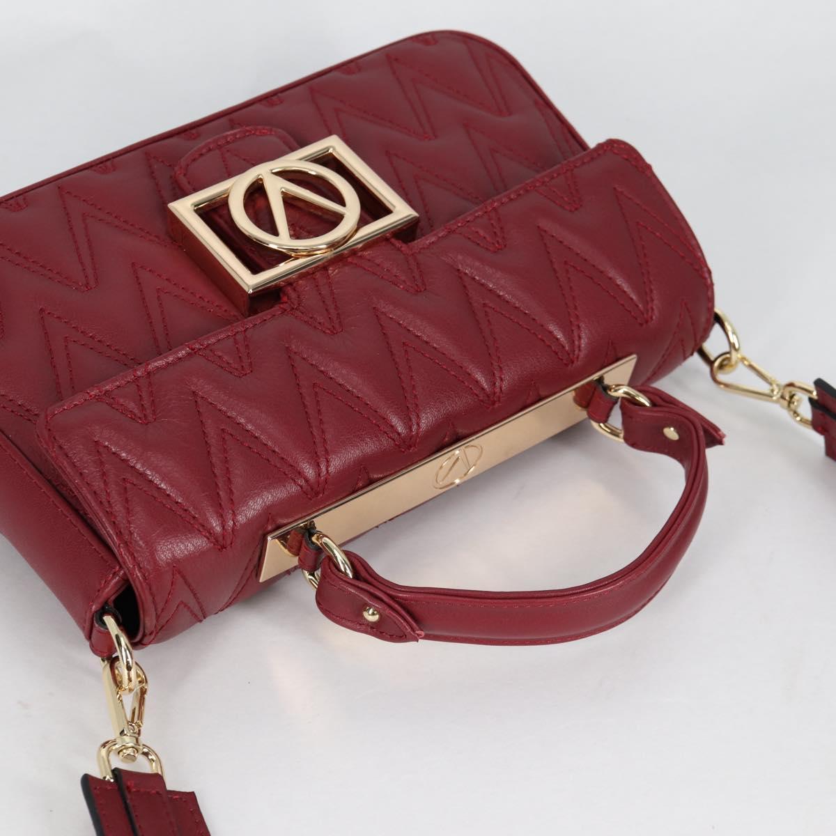 VALENTINO Hand Bag Leather 2way Red Gold Auth 135211V