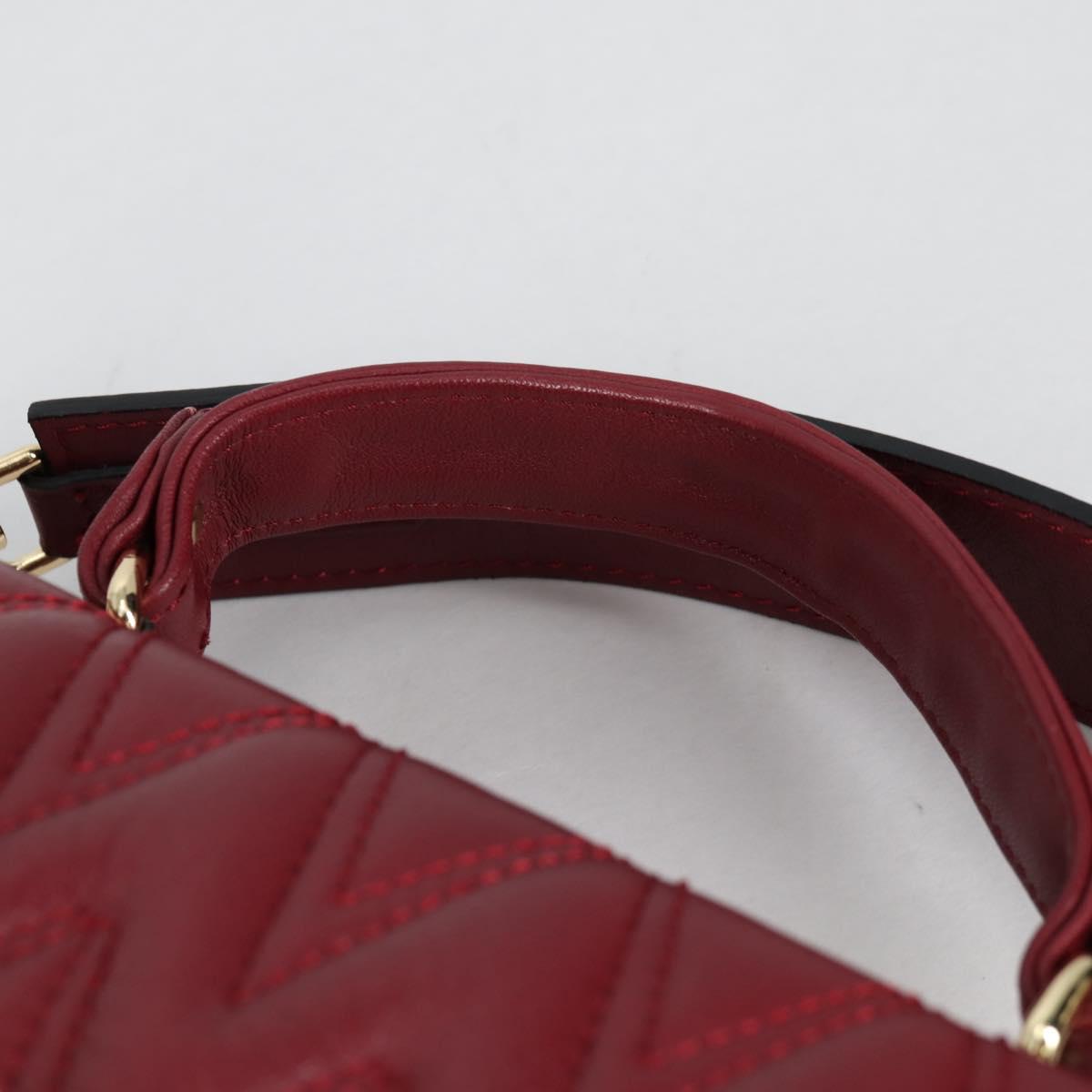 VALENTINO Hand Bag Leather 2way Red Gold Auth 135211V