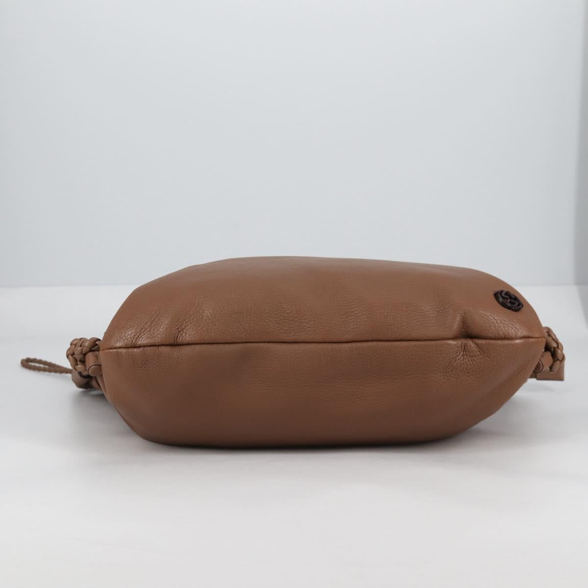 GUCCI Shoulder Bag Leather Brown Silver 268244 Auth 135212