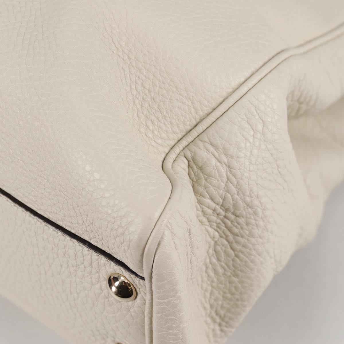GUCCI Bamboo Hand Bag Leather 2way White Gold 336032 Auth 135213V