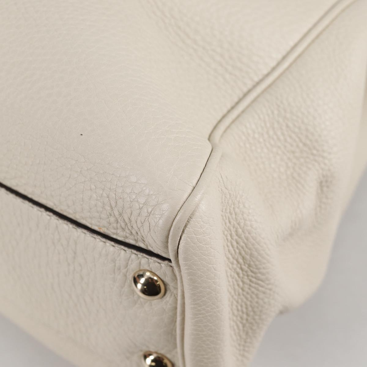 GUCCI Bamboo Hand Bag Leather 2way White Gold 336032 Auth 135213V