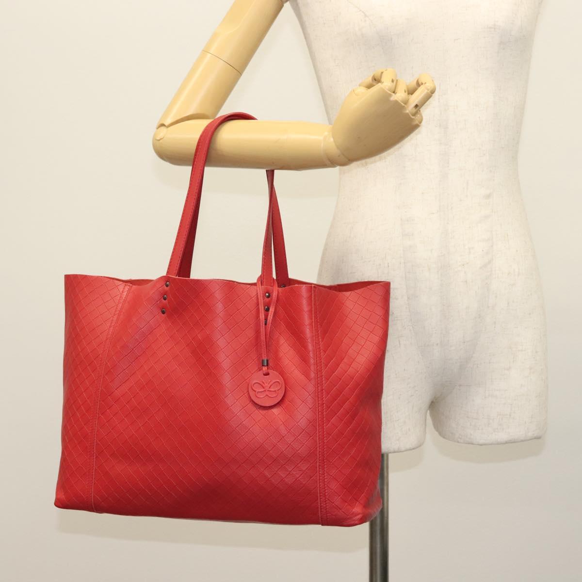BOTTEGA VENETA INTRECCIATO Tote Bag Leather Red Auth 135234