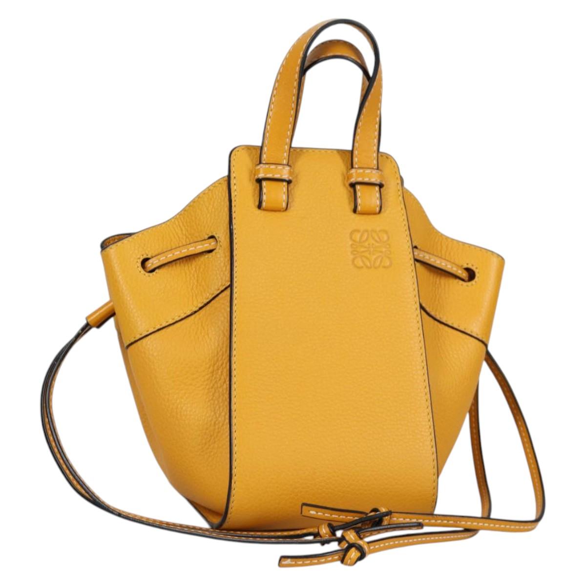 LOEWE Compact Hammock Hand Bag Leather Yellow Auth 135252M