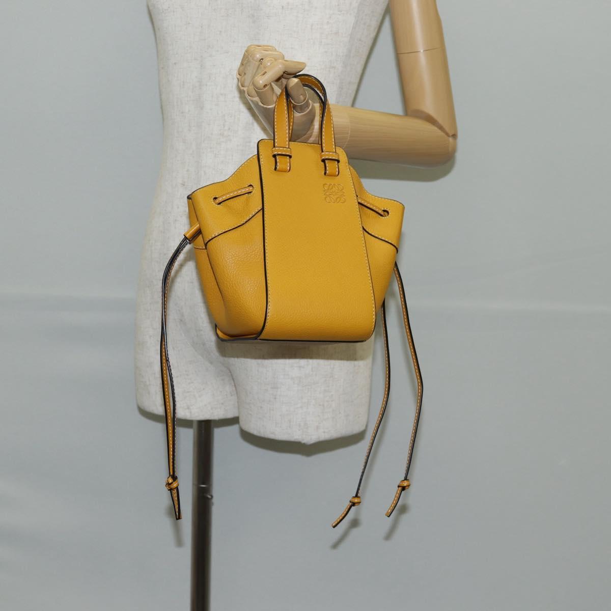 LOEWE Compact Hammock Hand Bag Leather Yellow Auth 135252M