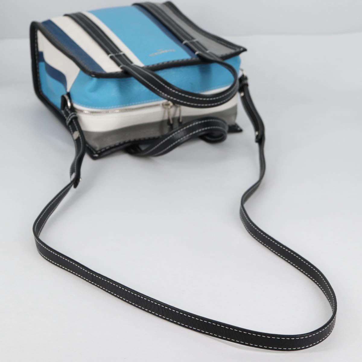 BALENCIAGA Hand Bag Leather 2way Blue Gray Auth 135253M