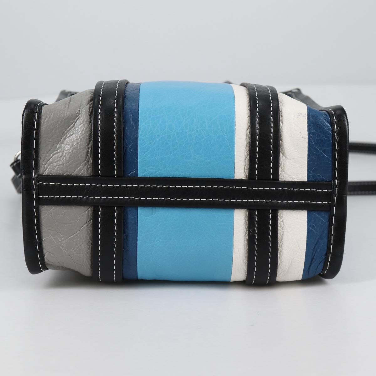 BALENCIAGA Hand Bag Leather 2way Blue Gray Auth 135253M