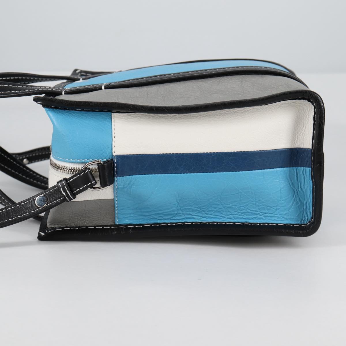 BALENCIAGA Hand Bag Leather 2way Blue Gray Auth 135253M