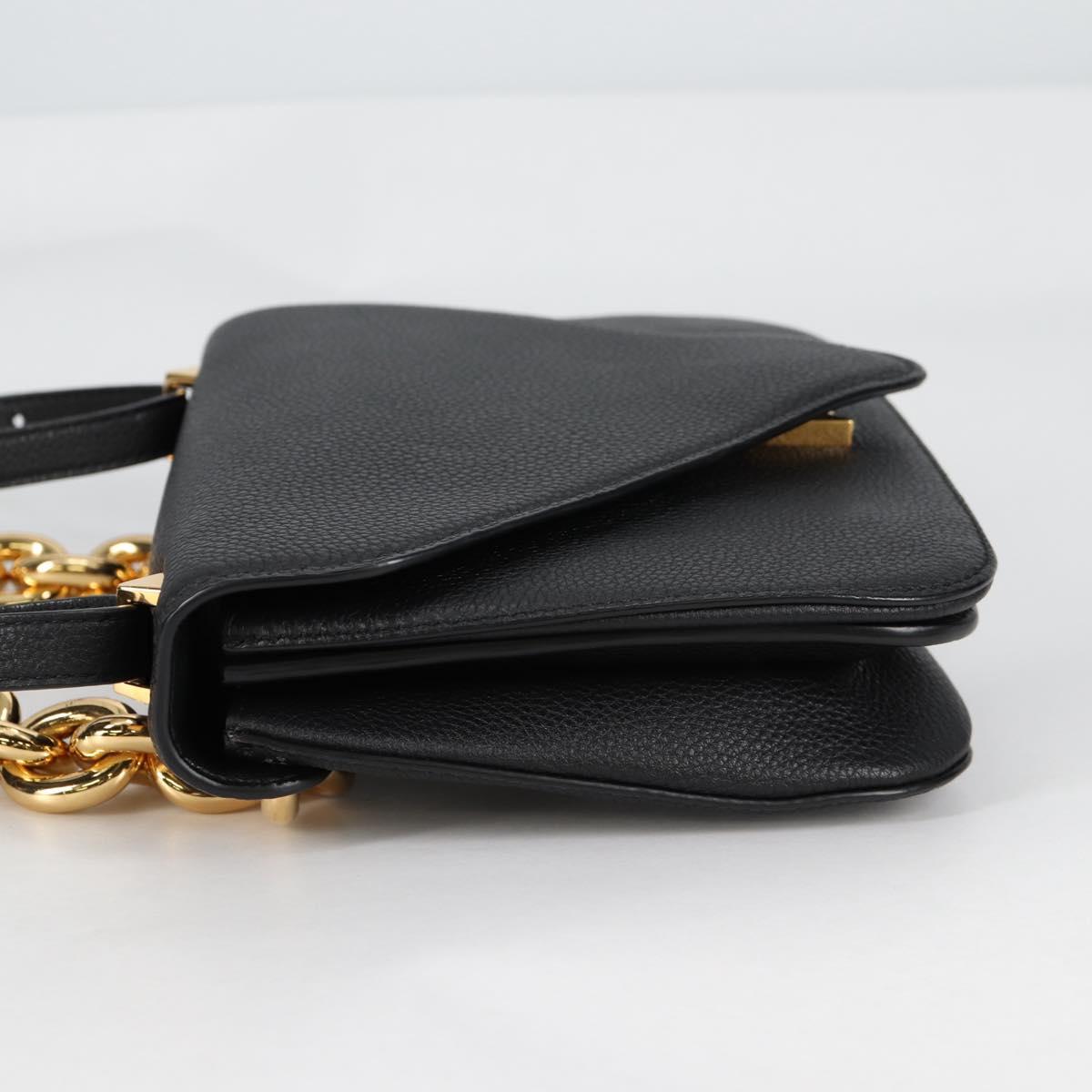 BOTTEGA VENETA Shoulder Bag Leather 2way Black Gold Auth 135255M