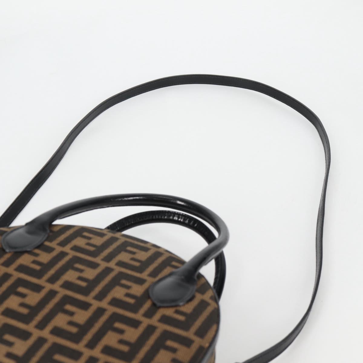 FENDI Zucca Canvas Hand Bag 2way Black Brown Auth 135274V