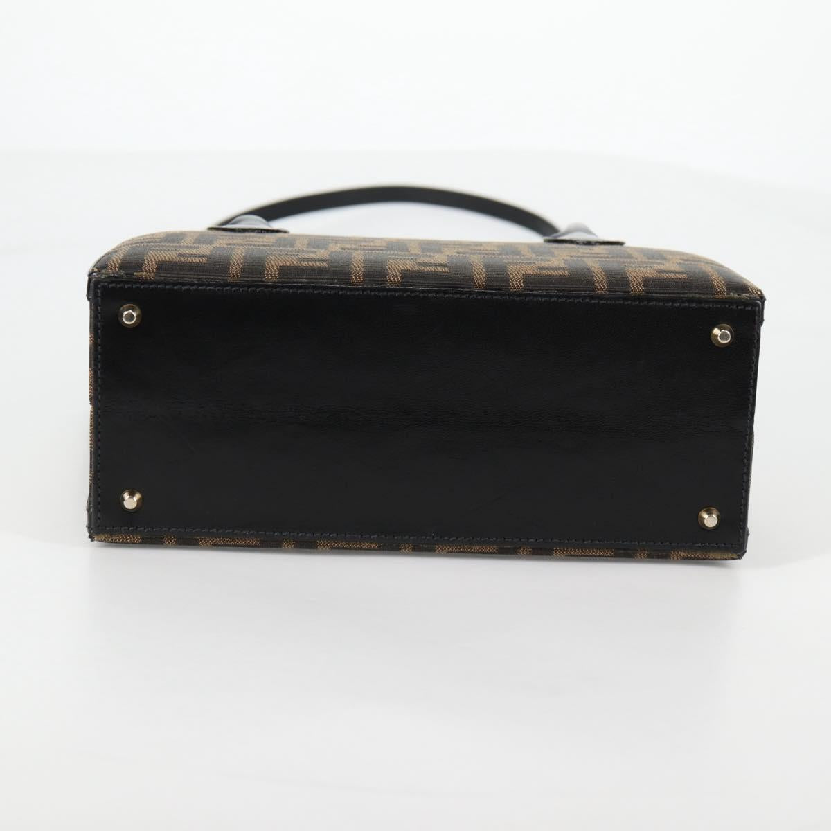 FENDI Zucca Canvas Hand Bag 2way Black Brown Auth 135274V
