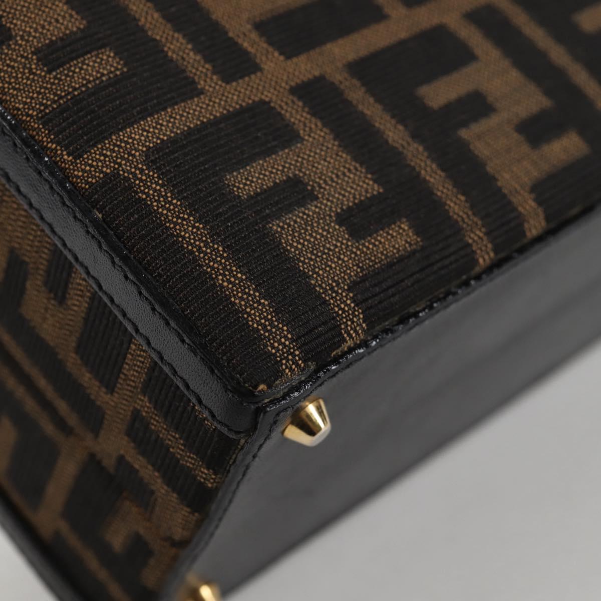 FENDI Zucca Canvas Hand Bag 2way Black Brown Auth 135274V