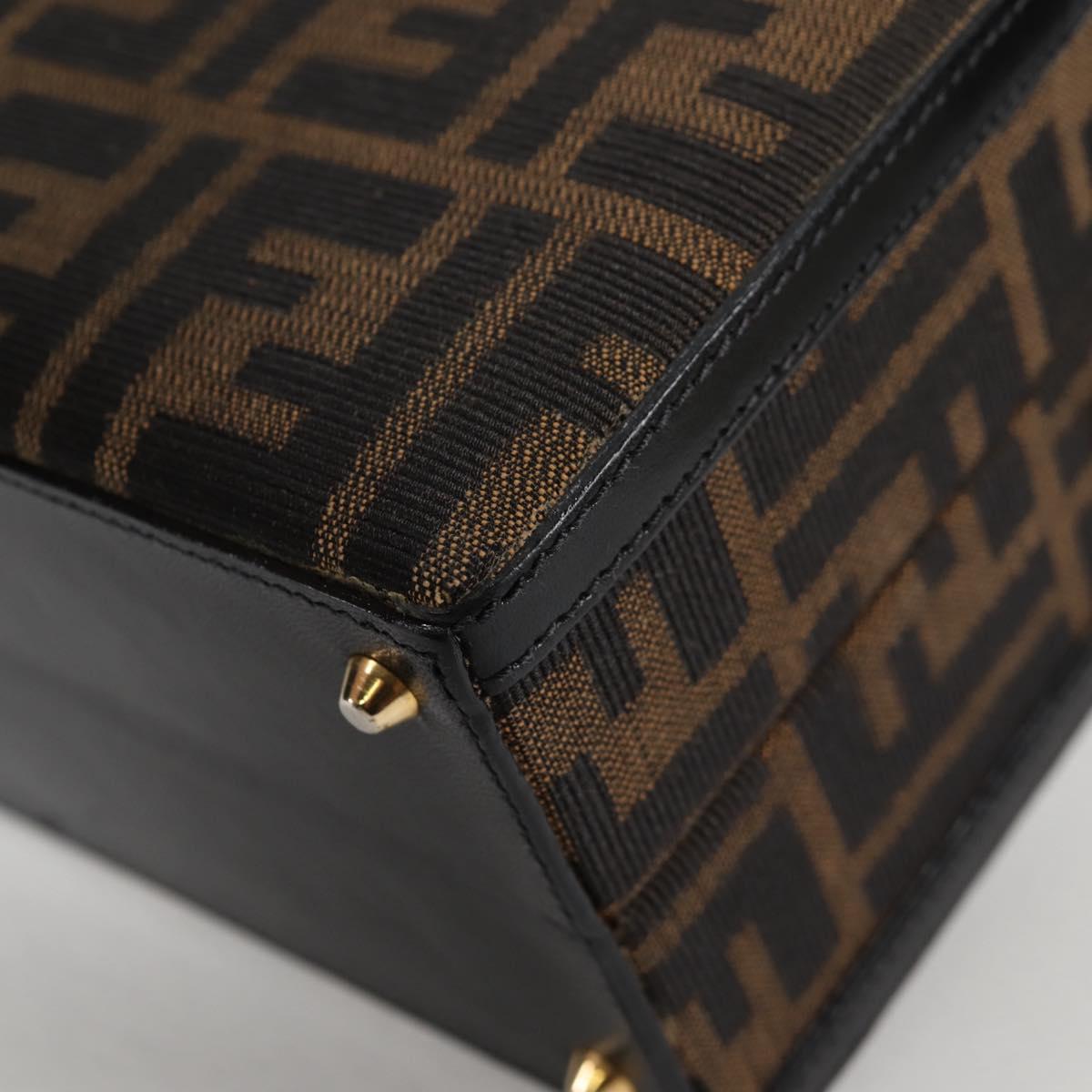 FENDI Zucca Canvas Hand Bag 2way Black Brown Auth 135274V