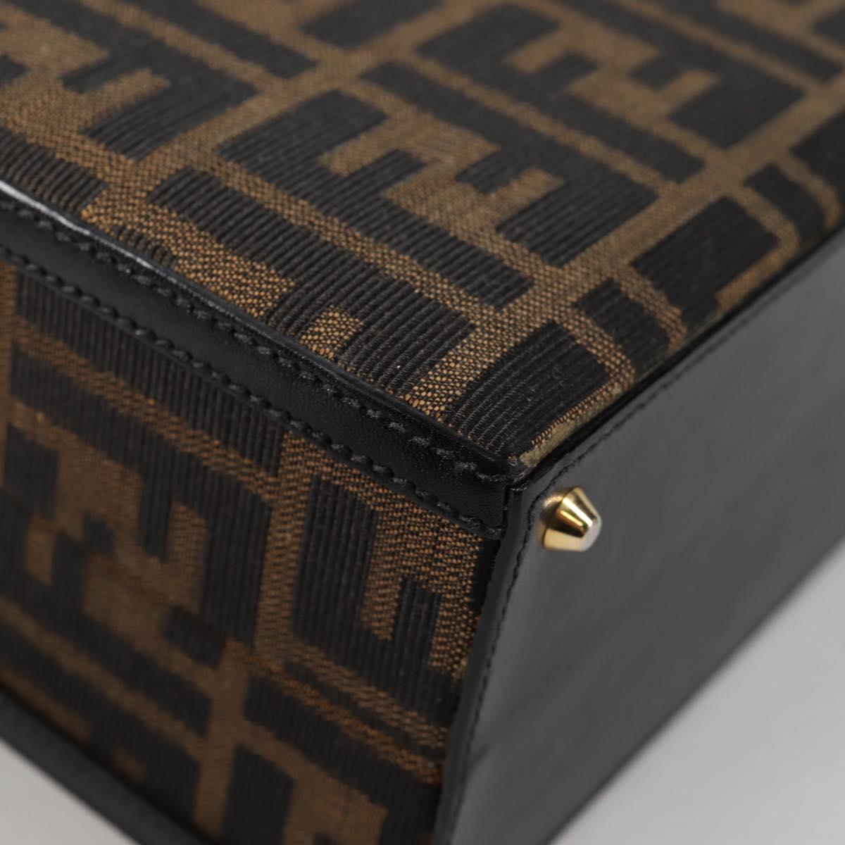 FENDI Zucca Canvas Hand Bag 2way Black Brown Auth 135274V