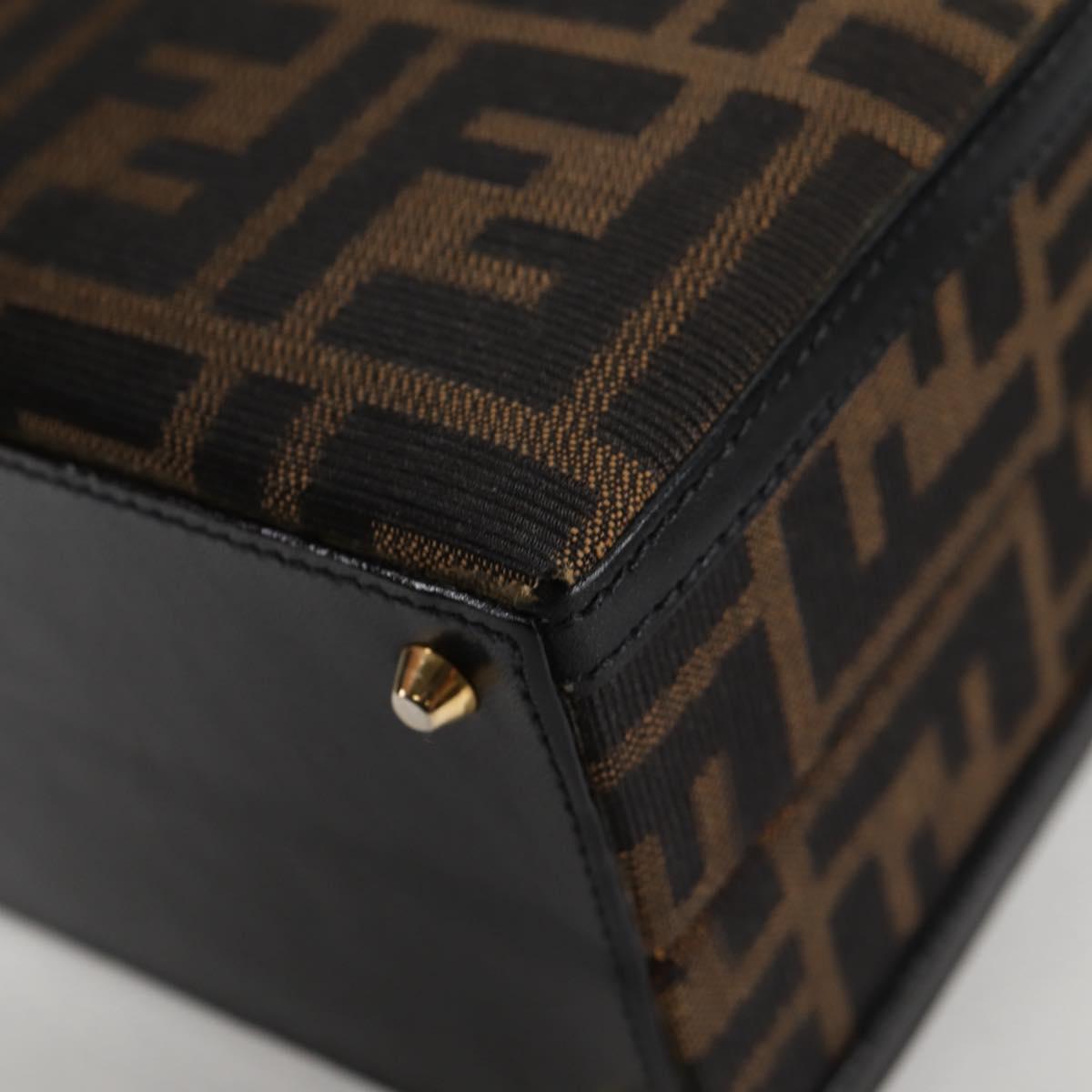 FENDI Zucca Canvas Hand Bag 2way Black Brown Auth 135274V