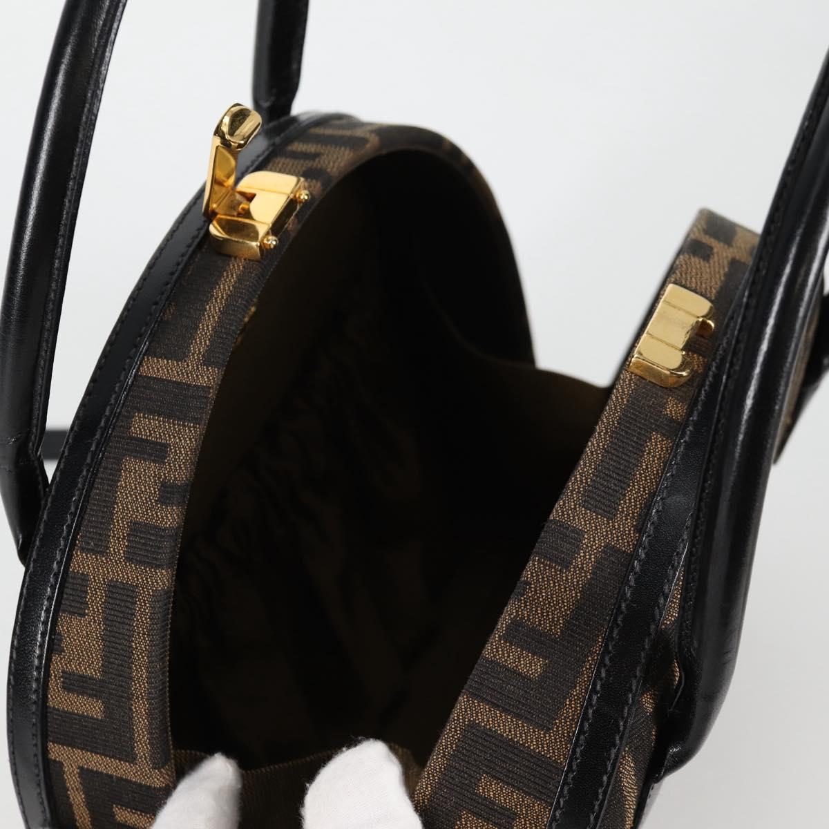 FENDI Zucca Canvas Hand Bag 2way Black Brown Auth 135274V