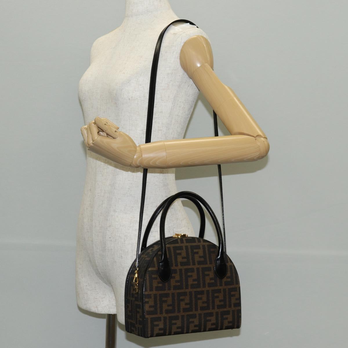 FENDI Zucca Canvas Hand Bag 2way Black Brown Auth 135274V