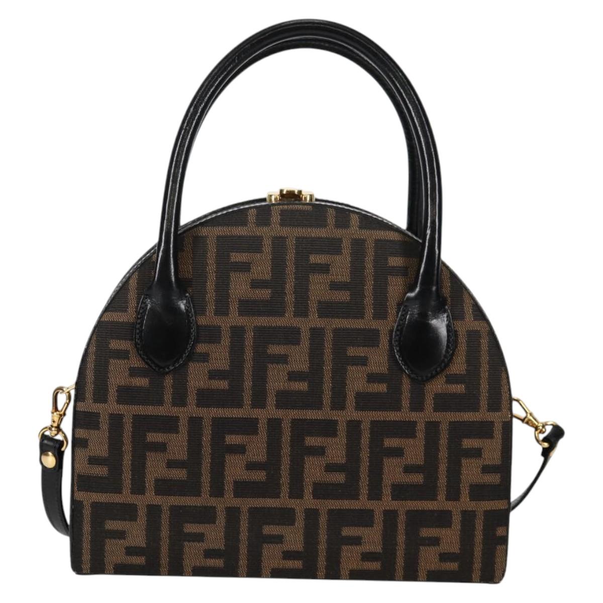 FENDI Zucca Canvas Hand Bag 2way Black Brown Auth 135274V