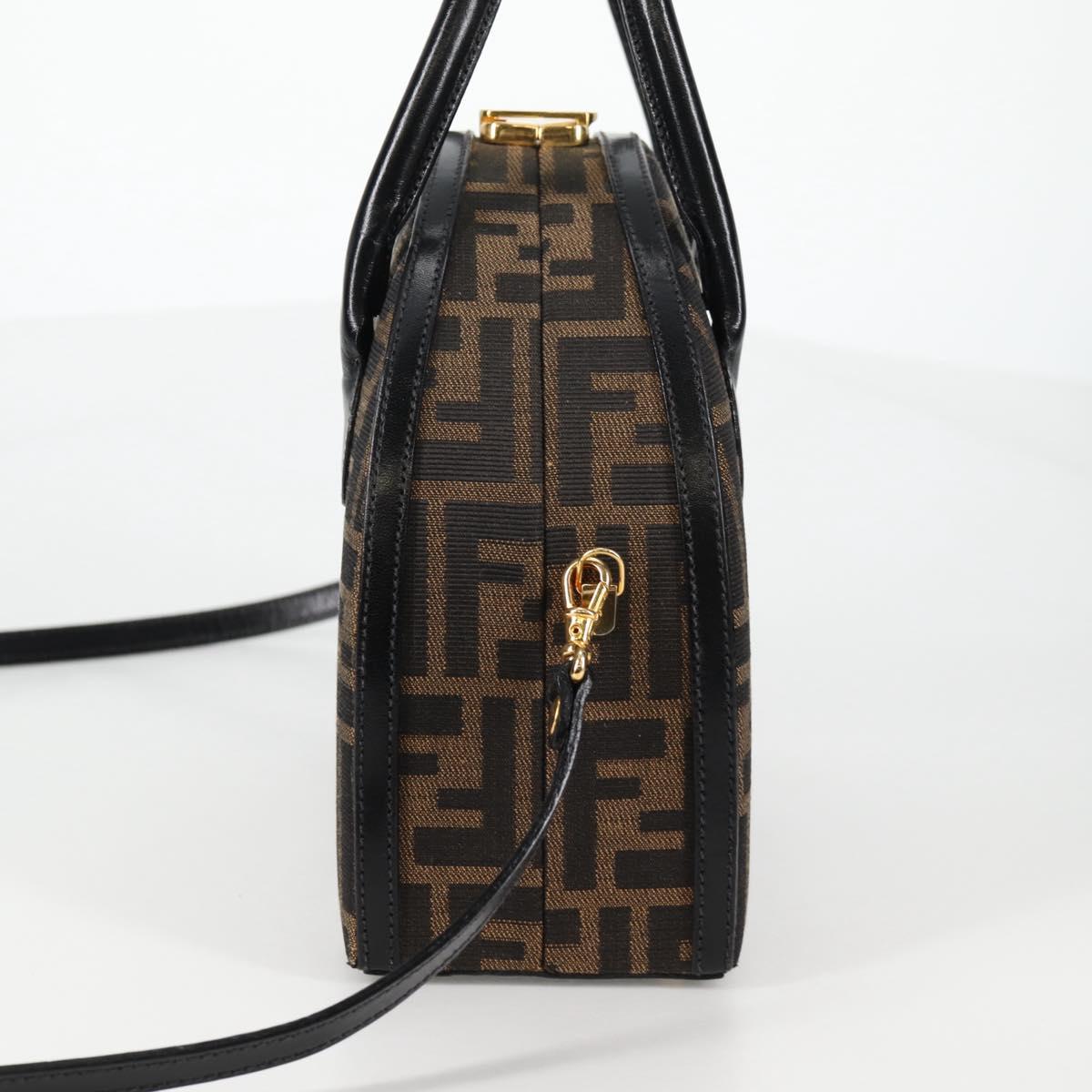 FENDI Zucca Canvas Hand Bag 2way Black Brown Auth 135274V