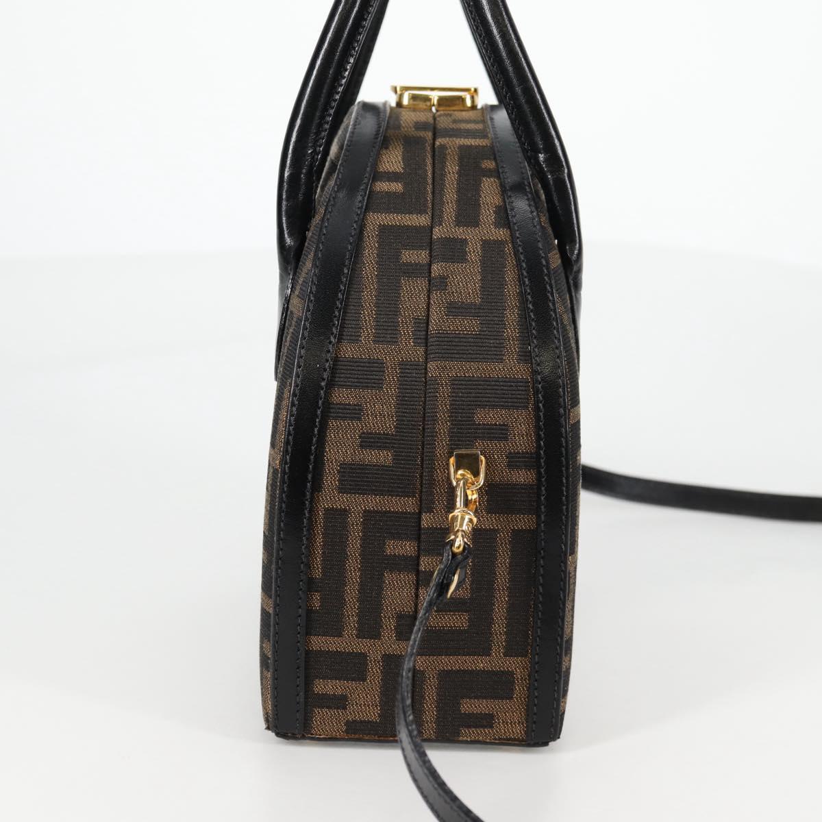 FENDI Zucca Canvas Hand Bag 2way Black Brown Auth 135274V