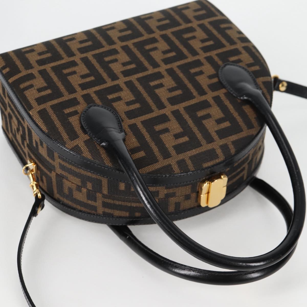 FENDI Zucca Canvas Hand Bag 2way Black Brown Auth 135274V