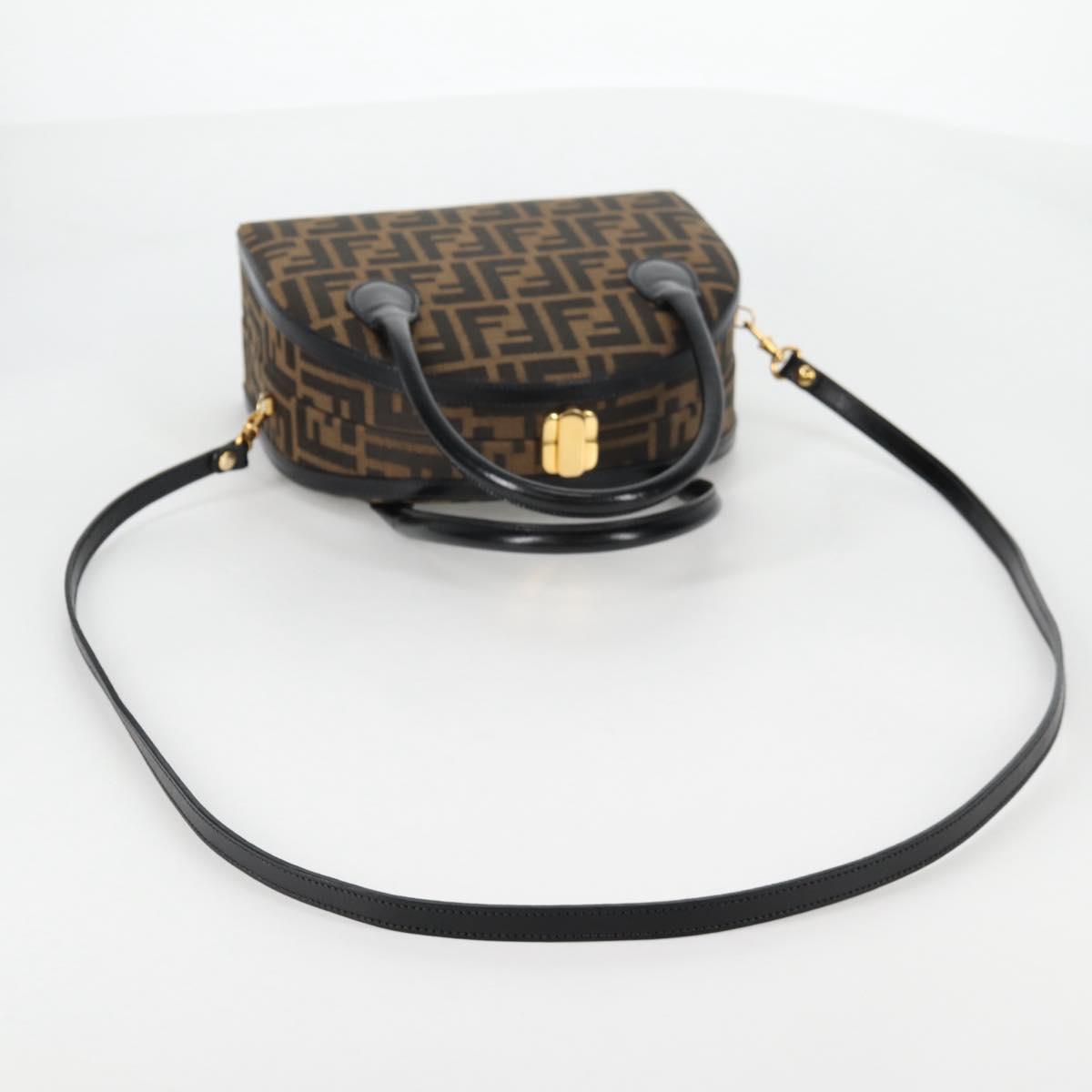 FENDI Zucca Canvas Hand Bag 2way Black Brown Auth 135274V