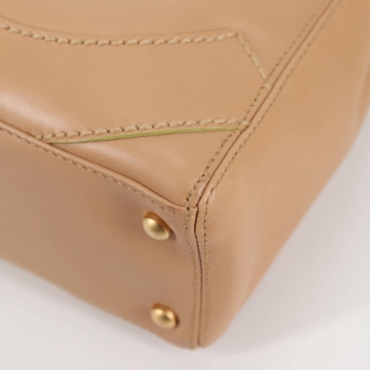 CHANEL Hand Bag Lamb Skin Beige Gold CC Auth 135275V