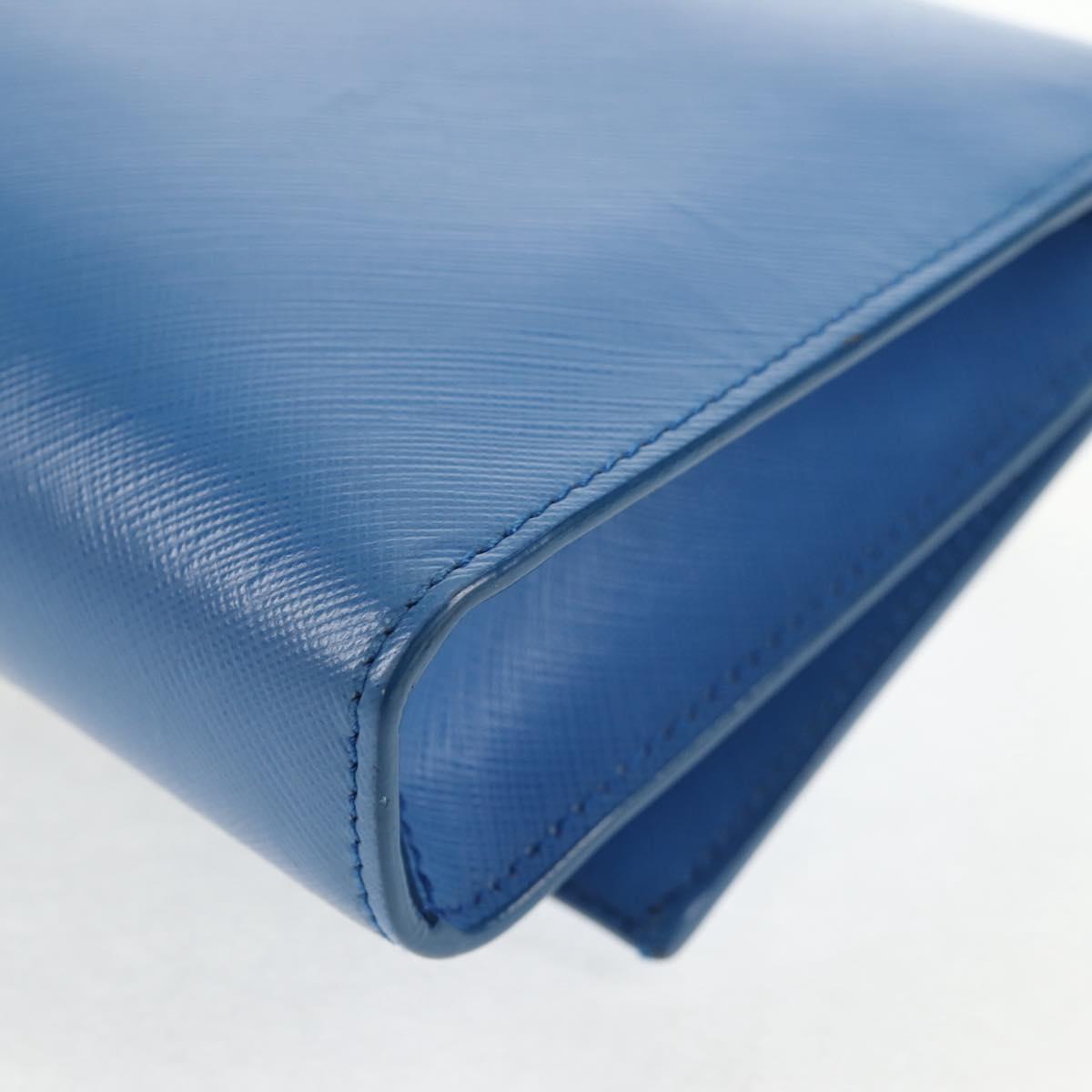 Salvatore Ferragamo Chain Shoulder Bag Leather Gold Light Blue Auth 135286