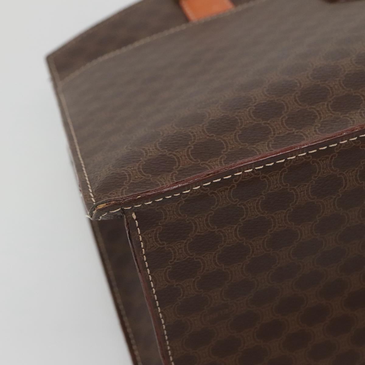 CELINE Macadam Canvas Hand Bag PVC Leather Brown Gold Auth 135287